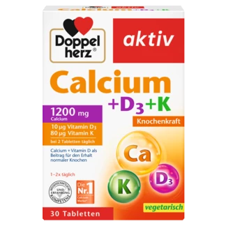 Abbildung der Produktverpackung Doppelherz aktiv Calcium + Vitamin D3 + K Frontansicht